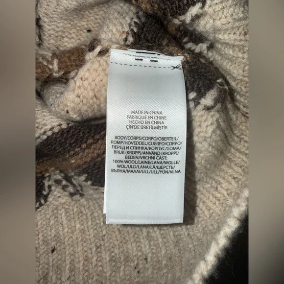 Polo Ralph Lauren Southwestern Aztec Navajo Serape Wool Tan/brown Sweater Sz L - Picture 4 of 7